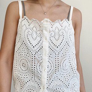 Mango Eyelet Tank Top in White
